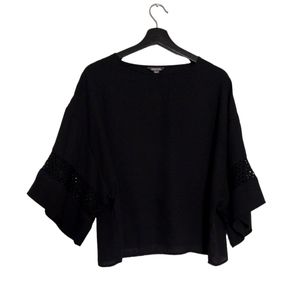 Kenneth Cole Reaction Cropped Blouse for Women 100% Polyester sz Medium  Black